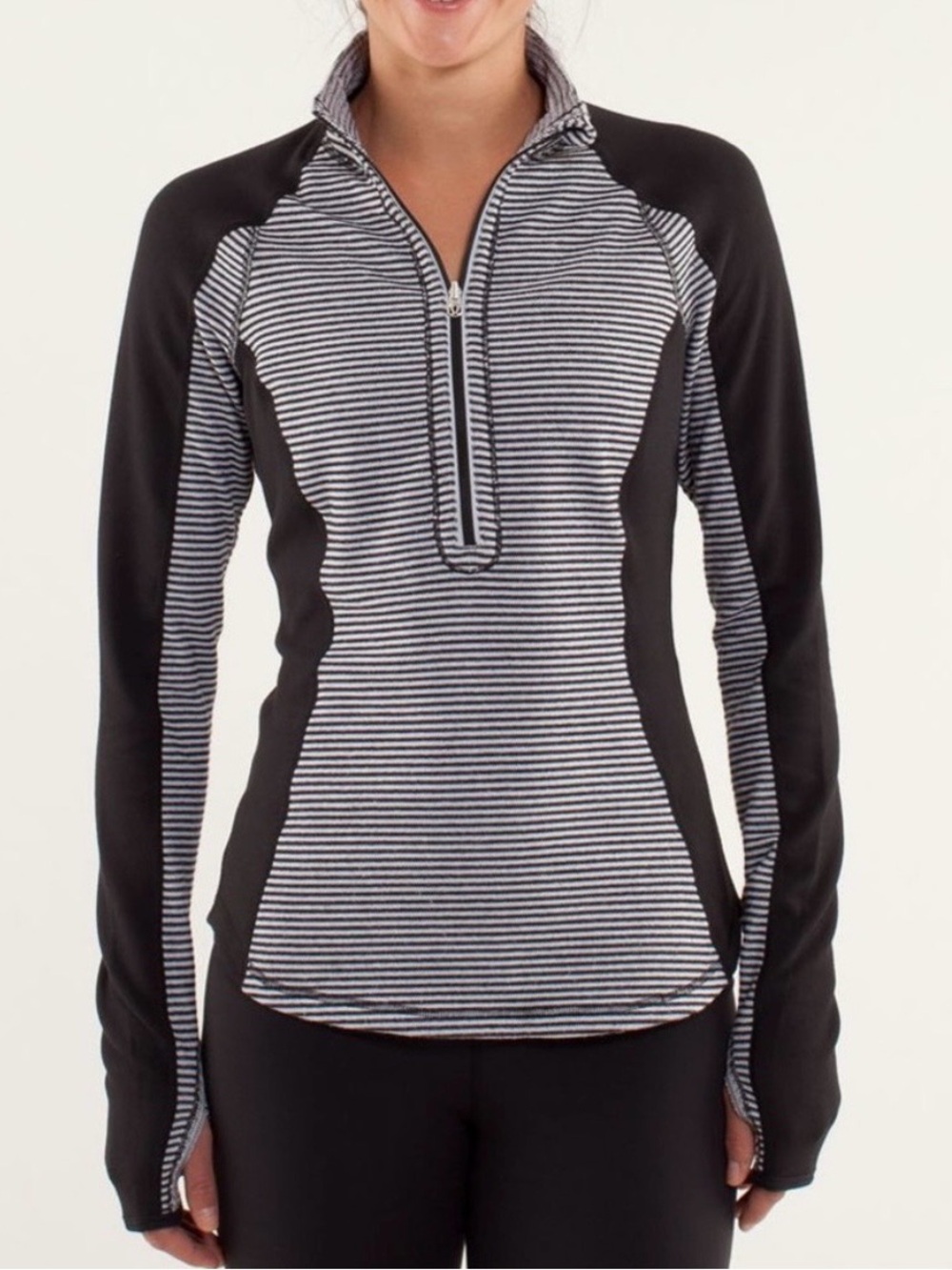 Lululemon Run: U-Turn Pullover in the Mini Check Pique Black White